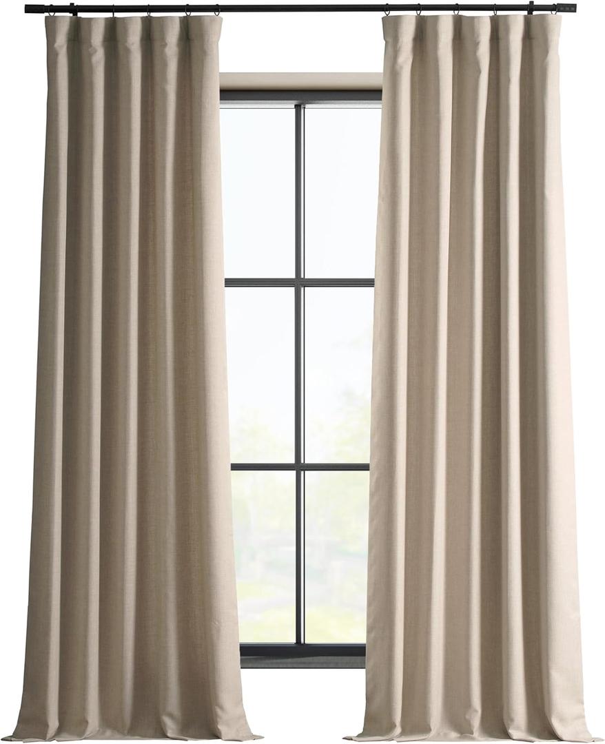 HPD Half Price Drapes Italian Faux Linen Curtains 84 Inches Long Room Darkening Curtains for Bedroom and Living Room 50 X 84, (1 Panel), Sepia Beige