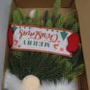 Christmas Wreath for Front Door, Lighted Gnome Christmas Door Wreath, Artificial Santa Xmas Hanging Sign for Door Window Wall Decorations Farmhouse Christmas Home Decor (Red)