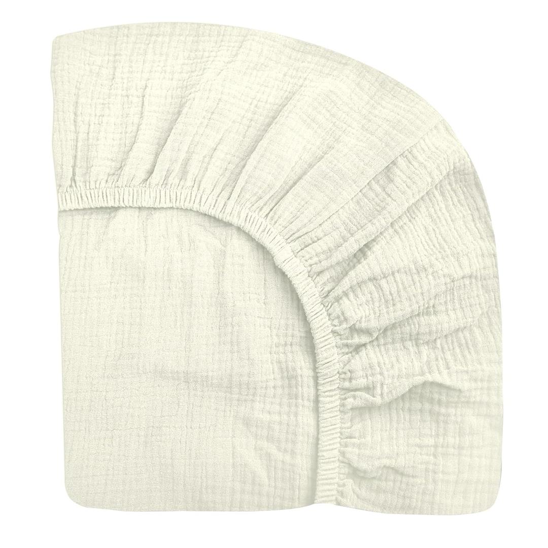 Crib Sheets for Boys Girl, Fitted Baby Toddler Bed Sheets 28" x 52", Neutral Muslin Cotton Crib Mattress Bedding Soft and Breathable Comfort (White)