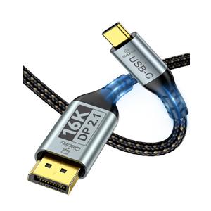 USB C to DisplayPort 2.1 Cable [16K@30Hz, 8K@120Hz, 2K/4K@240Hz], 80Gbps Thunderbolt 5/4/3 to Display Port 2.1 Cord, USBC to DP for MacBook, Odyssey G8/G9, XPS, iPhone 16/15 Pro Max etc, 3FT