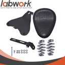 labwork Motorcycle Crocodile Style Leather Cushion Solo Seat with Cushion Base Plate Bracket Replacement for Chopper Bobber Dyna Sportster XL Dyna, Black