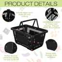 12PCS 21L Shopping Basket With Plastic Handles, Portable Grocery Basket, Black