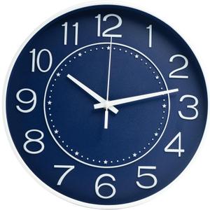 HZDHCLH 12inch Wall Clocks Battery Operated,Quartz Movement,Silent Non Ticking Modern Wall Clock for Living Room Bedroom Kitchen Office School Classroom Decor Navy Blue