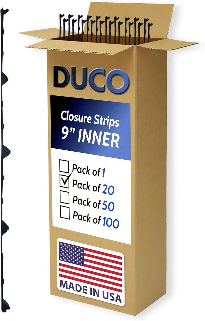 Duco USA-Made Classic Rib Foam Closure Strips 3ft Long, 9" Rib Profile - 20 Pack of Black Corrugated Roof Foam Strips - Weatherproof Seal to Block Gaps, Noise, Moisture, and More