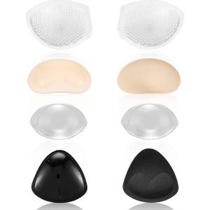 SATINIOR 4 Pairs Silicone Bra Inserts Breast Enhancers Add 2 Cups Breathable Non Slip Waterproof Push up Pads Reusable Bra Padding for Sports Bikini Swimsuits Dress Women Girls