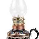 Handmade Copper Oil Lamp with Glass Chimney | Vintage Hurricane Lantern for Home Decor, Farmhouse Kitchen, Rustic Living Room | Decorative Indoor Outdoor Kerosene Lamp and Christmas Gift