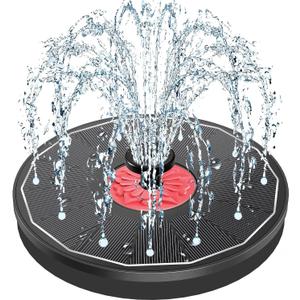 Solar Fountain with Pink Flower,Solar Bird Bath Fountains No Battery Glass Solar Panel,Solar Water Pump Fountain for Bird Bath Garden Small Ponds Outdoor Dcor(Black)
