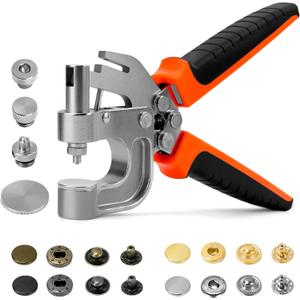 Sopnom Leather Snaps and Fasteners Kit, Snap Button Kit Snaps Press Pliers and 15mm Metal Leather Buttons, 40Sets 4Colors Leather Snap for Fabric, Clothes, Jackets, Purse, Belts, Bags