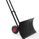 29" Snow Pusher Shovel with Wheels, Heavy Duty Steel Snow Shovel with Angled Blade, 5-Position Adjustable Handle for Efficient Snow Removal on Doorway, Sidewalk & Driveway