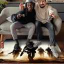 Shooting Game Rug Teen Boys Carpet with Battle Games Element Decoration Mat, War Game Rugs for Boys Bedroom Living Room Playroom, Non-Slip Children Gaming Area Rugs (Foursome, 60" x 40") (3'4" x 5' (Rectangular))