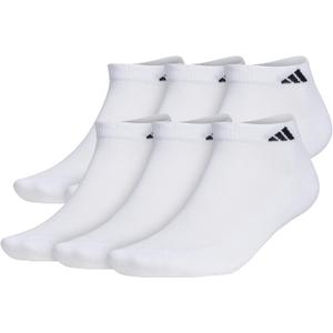 adidas Men's Athletic Cushioned Low Cut Ankle Socks (6 Pairs) Durable & Comfortable (White)