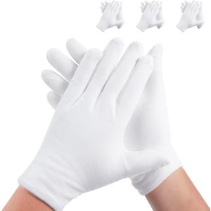 3 Pairs White Cotton Gloves for Dry Hands Eczema SPA Moisturizing  Work Glove Liners for Serving Costume Inspection