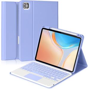 Keyboard Case for iPad Pro 11" M4 2024, Detachable Touchpad BT Keyboard, Magentic Protective Cover with Pencil Holder, Full Protection, Purple