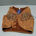 OYOANGLE Women's Studded Fringe Trim Tie Front Vest Top Boho Outfits 70s Hippie Western Cowgirl Sleeveless Jacket Outerwear (Brown, M)