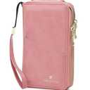 NQQNQQ US-B Passport Wallet, RFID Blocking Passport Holder Large Capacity, Lightweight PU Document Organizer for Women (Pink)