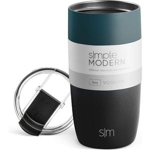 Simple Modern Travel Coffee Mug Tumbler with Flip Lid | Reusable Insulated Stainless Steel Cold Brew Iced Coffee Cup Thermos | Gifts for Women Men Him Her | Voyager Collection | 16 oz | Midnight Black