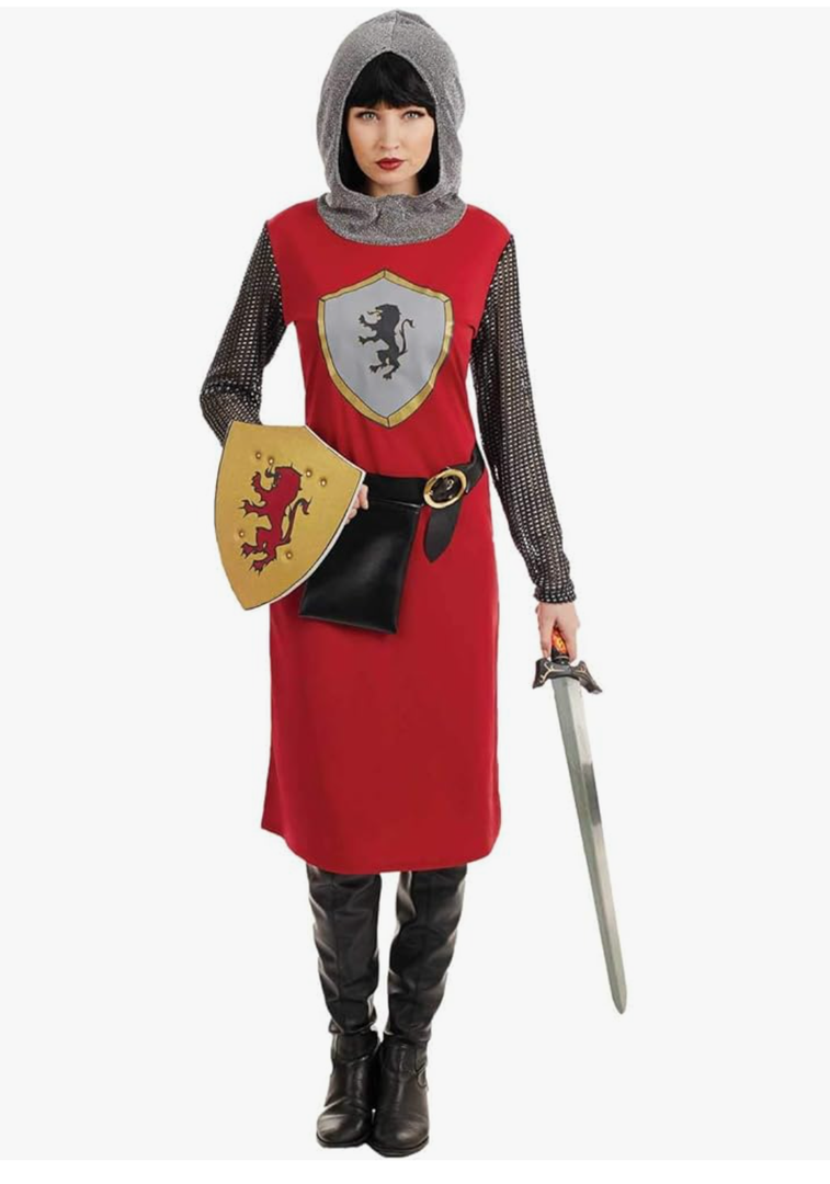 fun shack Medieval Knight Costume Women Joan Of Arc Female Knight Outfit Adult Historical Dress Up Party Wear XL