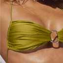 SOLY HUX Bathing Suit for Women Halter Ring Linked Tie Side Bikini Sets Two Piece Swimsuit (Green, S)