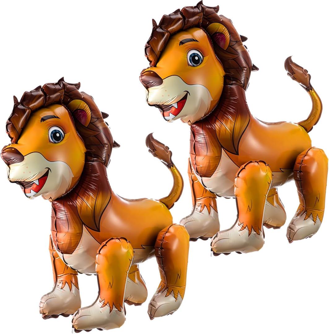 2 Pack 3D Lion Balloon Jungle Safari Animal Birthday Party Decorations Circus Forest Zoo Theme Baby Shower Birthday Party Supplies