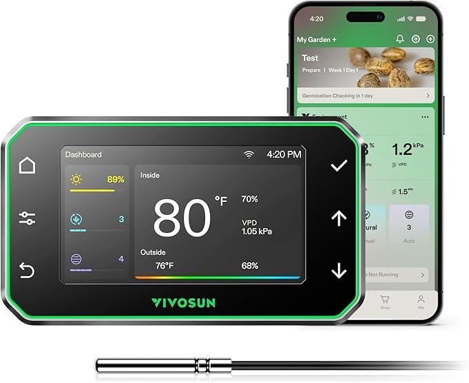 VIVOSUN GrowHub Controller E42A+ for Grow Tent, Smart Environmental WiFiController with Temperature, Humidity, VPD, Timer, Cycle, Schedule Controls, Cooling Ventilation Lighting Programming