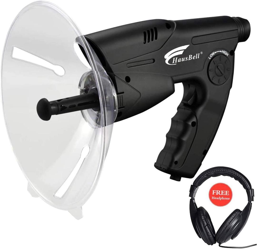 HAUSBELL Parabolic Listening Device for Kids  Bionic Ear Electronic Nature Explorer, 8x Monocular, Adjustable Volume, Includes Headphone, Fun Outdoor Nature Sound Observation Tool, Ideal for Ages 5-9 (Black-headphone Included)