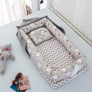 Luddy Baby Bed with Pillow, Newborns, Bed-In-Bed, Foldable, Portable Baby Bed Co-sleeper, Breathable, Washable, Baby Shower / Newborn Celebration Gift, 0 to 24 Months, Gray/Elephant, 33.5 x 17.7 x 4.7