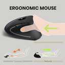 Perixx PERIMICE-713 Wireless Vertical Mouse - 6 Buttons Design - 3 Level DPI - Black - Right-Handed Design