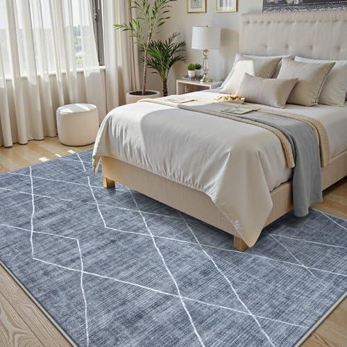 LIVEBOX Dark Grey Washable Area Rug 5x7 - Modern Geometric Living Room Rug Soft Rugs for Bedroom, Non Slip Indoor Carpet Rugs for Kids Girl Room Nursery