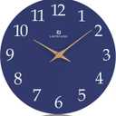 Lafocuse 12 Inch Silent Navy Blue Wall Clock Battery Operated, Wooden, Simple, Minimalist, Kitchen, Living Room, Bedroom, Office, Home Dcor