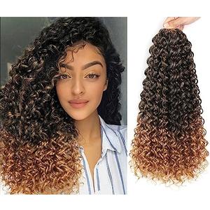 8 Packs 18 inch GoGo Curl Crochet Hair for Black Women Water Wave Curly Crochet Braiding Hair Ocean Wave Beach Curl Wavy Crochet Hair Extensions (Pack of 8, 1B/27#)