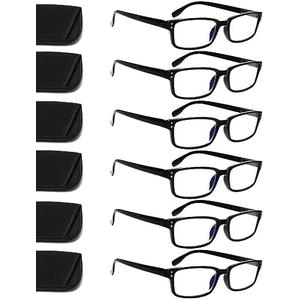 Kerecsen 6-Pack Reading Glasses Blue Light Blocking,Spring Hinge Readers for Men Women,Computer Eyeglasses