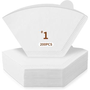 200 Count Coffee Filters #1, Disposable Coffee Filters, U Shape Coffee Paper Filter for Pour Over and Drip Coffee Maker, Suitable for Home Coffee Shop (1-2 Cup)
