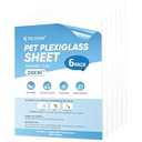 TICONN 6PK 24" x 36" PET Plexiglass Sheets, Clear Plastic Sheet, Easy to Cut Thin Flexible PET Plastic Sheeting Panels for DIY Art Projects, Crafts, Picture Frames, Signs