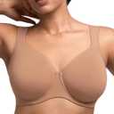 HSIA Bras for Women Minimizer Full Coverage, Plus Size T Shirt Unlined Underwire Smooth Bra, Seamless Cups Joan Ultimate Soft (Beige)
