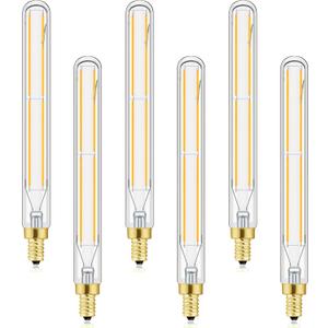 E12 Edison Bulbs 6W Dimmable LED Edison Bulbs Soft White 3000K E12 Long Tubular Light Bulb 60Watt Equivalent Vintage LED Filament 60W Candelabra Incandescent Bulbs 600lm, 7.3Inch, 6Pack