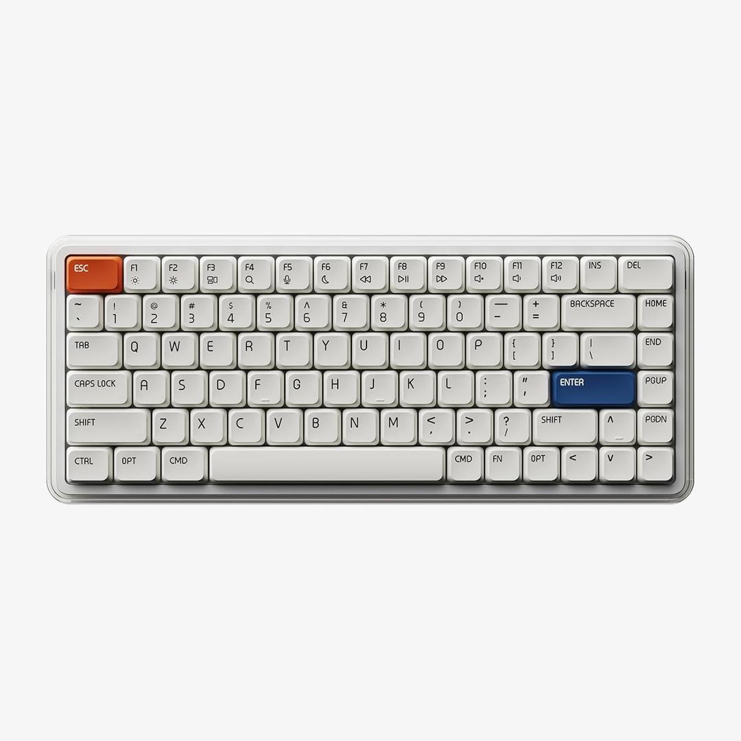 MelGeek O2 Wireless Mechanical Quiet Keyboard for Work, 75% Compact Office Keyboard, Low Profile, with Hot-Swappable and Pre-lubed Linear Switches,Bluetooth/2.4 GHz/USB-C for Mac Windows Linux