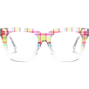 Zeelool Square Acetate Glasses Retro Eyewear for Women Blue Light Blocking Glasses Anti Eyestrain Glasses ZJGA784822 (Crystal)