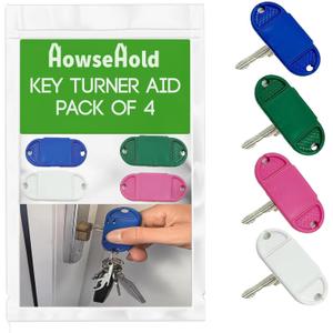 Key Turner Aid for Arthritis Pack of 4 Easy Grip Key Handles for Elderly, Disabled, Weak Hands, MS, Parkinsons Ergonomic Handle Helps Turn Keys with Ease (4 Colours)