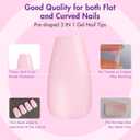 SXVME Gel Nail Tips Coffin Medium Short,Nude Press on Nails Medium Pre-Colored Natural Nail Tips,Soft Acrylic Nails with Primer Cover,Fake Nails 15 Sizes for DIY Nail Art