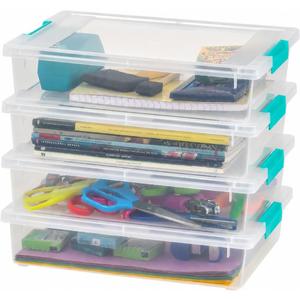 IRIS USA Storage Bins with Lids |Made in USA| 6 Qt - (4-Pack) - Clear