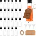 24Pcs Plastic Mini Liquor,Thick neck Empty Spirit Bottles with Black Screw Cap,Reusable Plastic Alcohol Shot Bottles for Baby Shower,Party,Weddings (24, PC, Round, 1, ounces)