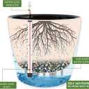 Dexceder 18x17 Self Watering Planter with Wheels Indoor Outdoor, Inner Pot Design, Thickened Large Floor Standing Flower Plant Pot with Water Level Indicator (White Matte)