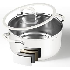Stackbear Stockpot 6 Quart, Tri-Ply 18/10 Stainless Steel Stock Pot with Lid, Induction Ready Cooking Pot for All Cooktops, Dishwasher Safe Soup Pot for Kitchen, Home, Gift for Cooker Mom and Dad