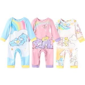 AdoraCute by PatPat Care Bear Baby Boy/Girl 3-pack Character Rainbow Cloud Pattern Jumpsuit Set 3-6M