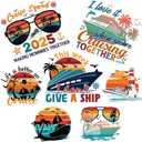 Family Cruise Door Decorations - 7 Pcs Large Retro Stateroom Door Magnets 2025 Cruise Squad Palm Tree Magnetic Stickers Decals for Party Supplies Holiday Carnival Ship Cabin Decoration