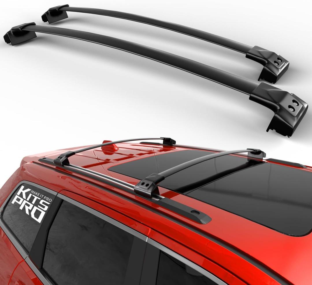 KitsPro 260lb Roof Rack Cross Bars for 2011-2021 Jeep Grand Cherokee (ONLY FIT Factory Grooved Side Rails), Matte Black Heavy Duty Aluminum Cargo Crossbar