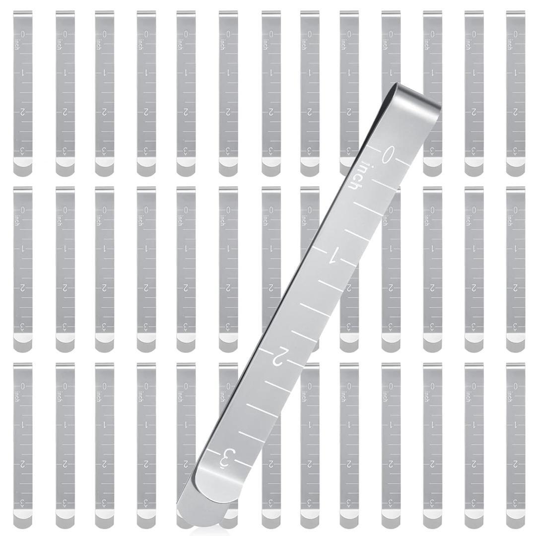 Cindeer 40 Pcs Sewing Clips Stainless Steel Hemming Clips Metal Hemming Tool 3 Inches with Measurements for Fabric Quilting Pinning and Marking Accessories