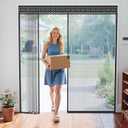 Retractable Screen Door with Sliding Track for 72x80 Inch Doors, Pet-Friendly Magnetic Fiberglass Mesh Screen to Keep Bugs Out, Fully Retractable for Balcony, Patio, French, and Sliding Doors (Black)