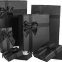woric 6 PCS Gift Boxes Assorted Sizes, Black Box for Christmas with Ribbon Nesting Gift Boxes with Lids for Christmas Valentine's Day Birthday Wedding (6 Size)