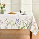Horaldaily Spring Summer Tablecloth 60x104 Inch, Easter Watercolor Wild Flowers Blooming Floral Table Cover for Party Picnic Dinner Decor